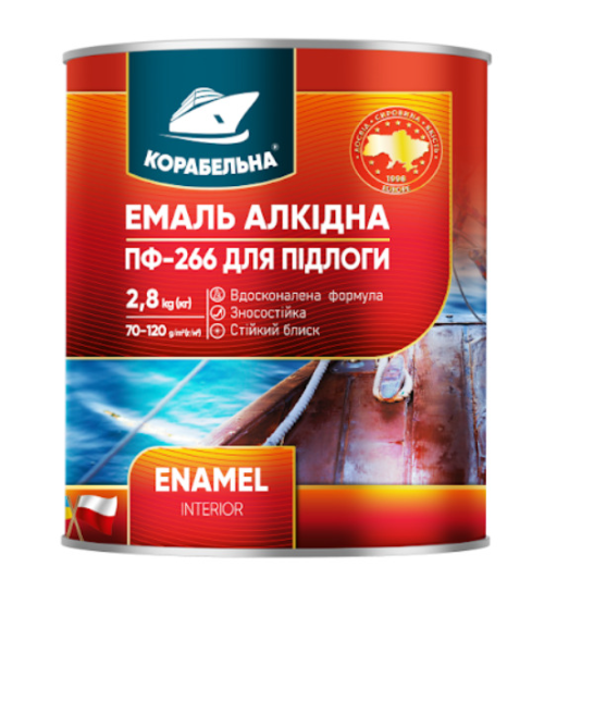Емаль алкідна КОРАБЕЛЬНА для підлоги ПФ-266 сірий глянець 2,8 кг